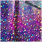 Purple Rainbow Stars Holographic PVC Faux leather / vinyl fabric. 40x67cm roll