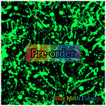 PRE-ORDER. Green splatter Faux leather / vinyl fabric. 39x130cm