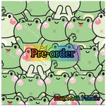 PRE-ORDER. Kawaii Frogs Faux leather / vinyl fabric. 39x130cm