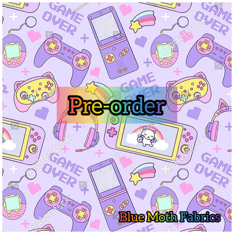 PRE-ORDER. Pastel Gamer Faux leather / vinyl fabric. 39x130cm