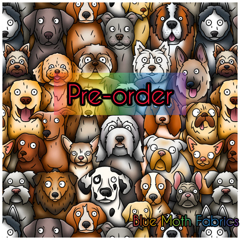 PRE-ORDER. Dogs Breeds Faux leather / vinyl fabric. 39x130cm