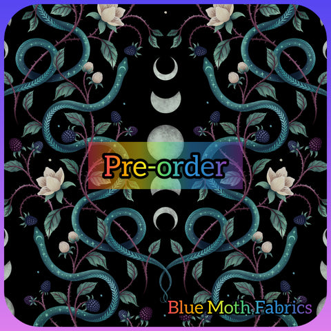 PRE-ORDER. Serpent Moon fabric. By METER - BlueMothFabrics
