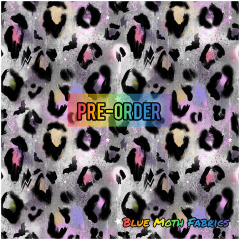 PRE-ORDER. Grey Grunge Leopard fabric. By METER - BlueMothFabrics