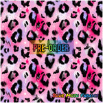 PRE-ORDER. Pink Grunge leopard Faux leather / vinyl fabric. 40x130cm