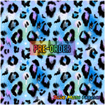 PRE-ORDER. Blue Grunge leopard Faux leather / vinyl fabric. 40x130cm