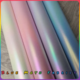39x 45cm BOLT END. Pink Pastel Metallic Holo Faux leather / vinyl fabric. - BlueMothFabrics