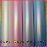 39x 45cm BOLT END. Pink Pastel Metallic Holo Faux leather / vinyl fabric. - BlueMothFabrics
