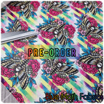 PRE-ORDER. Summer Death Moth Faux leather / vinyl fabric. 39x130cm