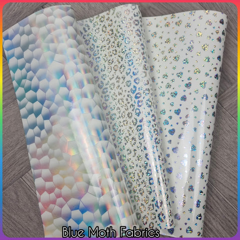 White Holographic A4 20x30cm Pack Faux leather / vinyl fabric