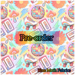 PRE-ORDER. Retro Disco Rollerskates pastel Faux leather / vinyl fabric. 39x130cm