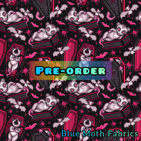 PRE-ORDER. Playing Dead Possum fabric. By METER - BlueMothFabrics