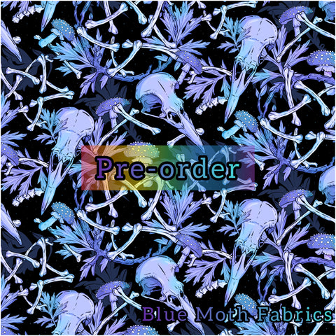 PRE-ORDER. The Occult Crow Skull Faux leather / vinyl fabric. 39x130cm