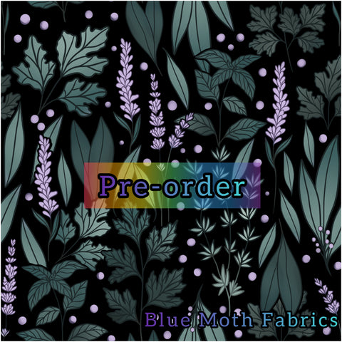 PRE-ORDER. Witch Herbs Garden Faux leather / vinyl fabric. 39x130cm