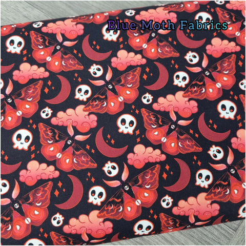 Red Goth Moth 250gsm cotton canvas fabric