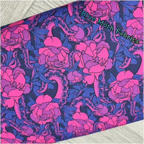 Peony Octopus Tentacles 250gsm cotton canvas fabric