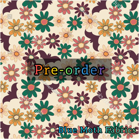 PRE-ORDER. Flower bats fabric. By METER - BlueMothFabrics