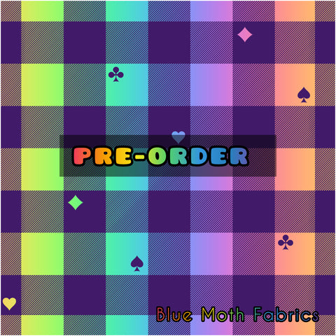 PRE-ORDER. Rainbow neon plaid fabric. By METER