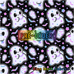 PRE-ORDER. Cute Batty Ghost Faux leather / vinyl fabric. 39x130cm