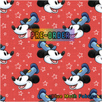 PRE-ORDER. Steamboat Willie  red original Mickey fabric. By METER - BlueMothFabrics