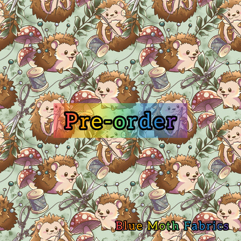 PRE-ORDER. Hedgehog sewing fabric. By METER - BlueMothFabrics