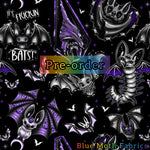 PRE-ORDER. Bats Day Faux leather / vinyl fabric. 39x130cm