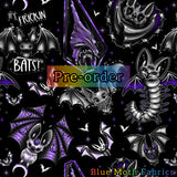 PRE-ORDER. Bats Day Faux leather / vinyl fabric. 39x130cm