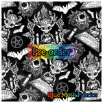 PRE-ORDER. Baphomed Lady ouija Monochrome fabric. By METER - BlueMothFabrics