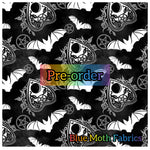 PRE-ORDER. Ouija Bats Monochrome faux leather / vinyl fabric. 39x130cm