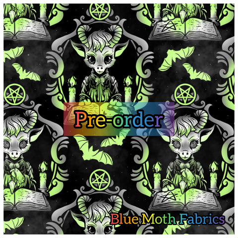 PRE-ORDER. Baphomed Lady Green fabric. By METER