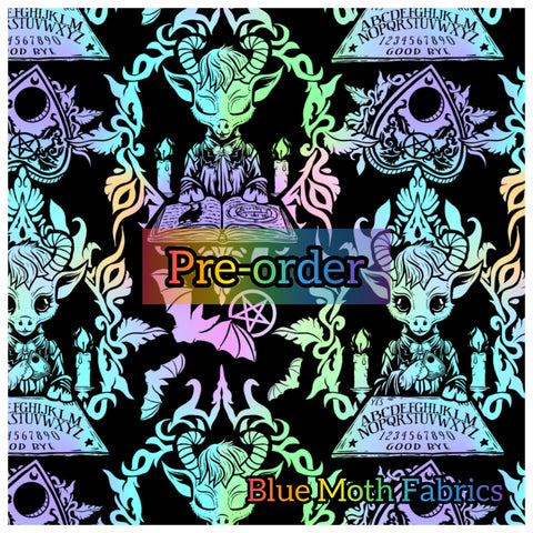 PRE-ORDER. Baphomed Lady ouija rainbow fabric. By METER