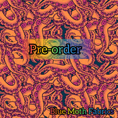 PRE-ORDER. Octopus Tentacles Orange faux leather / vinyl fabric. 39x130cm