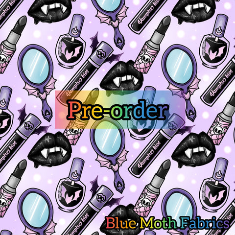PRE-ORDER. Gothic Make Up Lilac fabric. By METER - BlueMothFabrics
