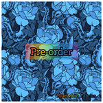 PRE-ORDER. Peony tentacles blue fabric. By METER - BlueMothFabrics