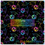 PRE-ORDER. Bat skulls rainbow fabric. By METER - BlueMothFabrics