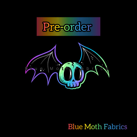 PRE-ORDER. PANEL Bat skull mint Faux leather / vinyl fabric. 30x30cm