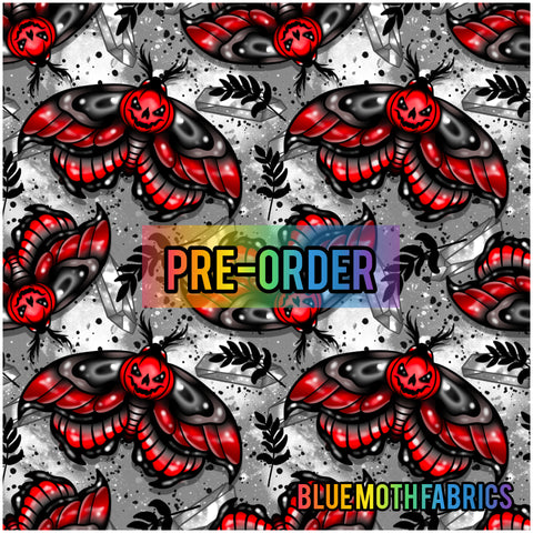 PRE-ORDER. Pumpkin Moth fabric. By METER