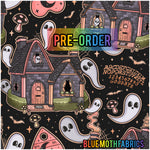 PRE-ORDER. Haunted Ghost Cottage fabric. By METER - BlueMothFabrics