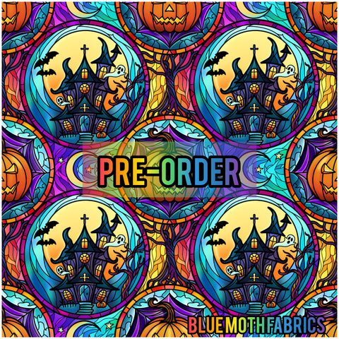 PRE-ORDER. Stained Glass Halloween fabric. By METER