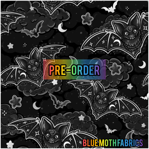 PRE-ORDER. Tattoo Bats Mono faux leather / vinyl fabric. 39x130cm