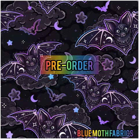 PRE-ORDER. Tattoo Bats faux leather / vinyl fabric. 39x130cm