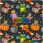 PRE-ORDER. Trick or treat Halloween animals fabric. By METER