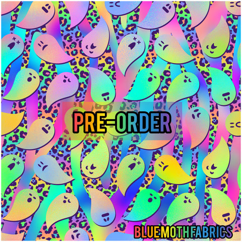 PRE-ORDER. Rainbow leopard ghost fabric. By METER