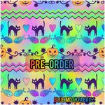 PRE-ORDER. Rainbow Halloween stripes fabric. By METER