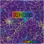 PRE-ORDER. Rainbow purple spiderweb fabric. By METER - BlueMothFabrics