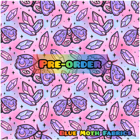 PRE-ORDER. Crystal Moth pink fabric. By METER