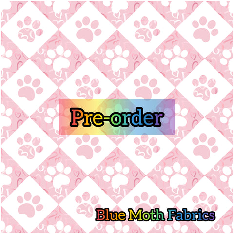 PRE-ORDER. Pink cat paws fabric. By METER