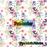 PRE-ORDER. Watercolour flowers fabric. By METER