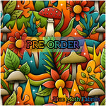 PRE-ORDER. Mushrooms Doodle fabric. By METER