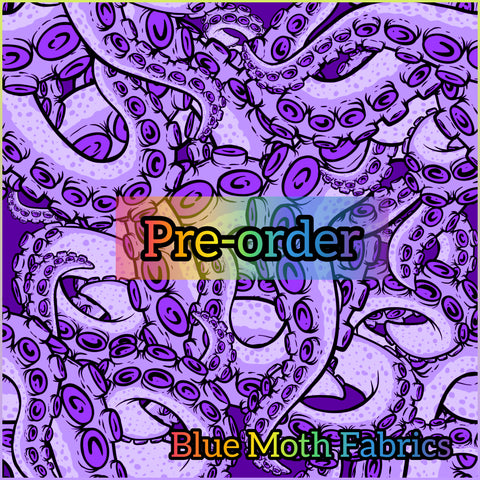 PRE-ORDER. Purple Tentacles faux leather / vinyl fabric. 39x130cm