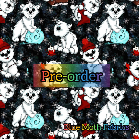 PRE-ORDER. Winter Polar Bear fabric. By METER